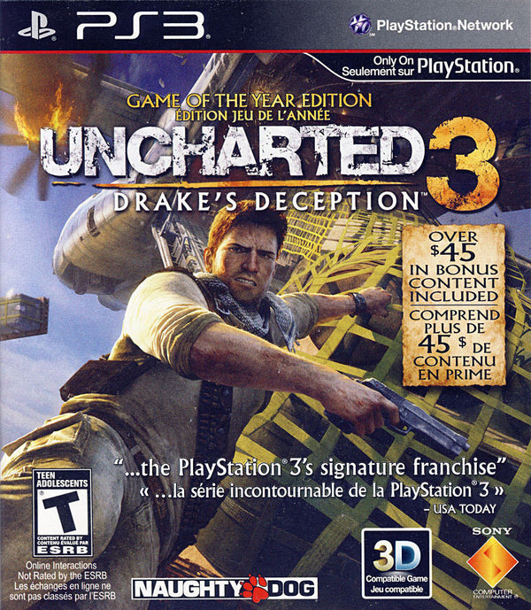USED******  Uncharted 3 Drake's Deception *GAME OF THE YEAR EDITION* (PS3)