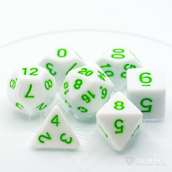 Die Hard: Poly RPG Dice Set: White w/ Pastel Green