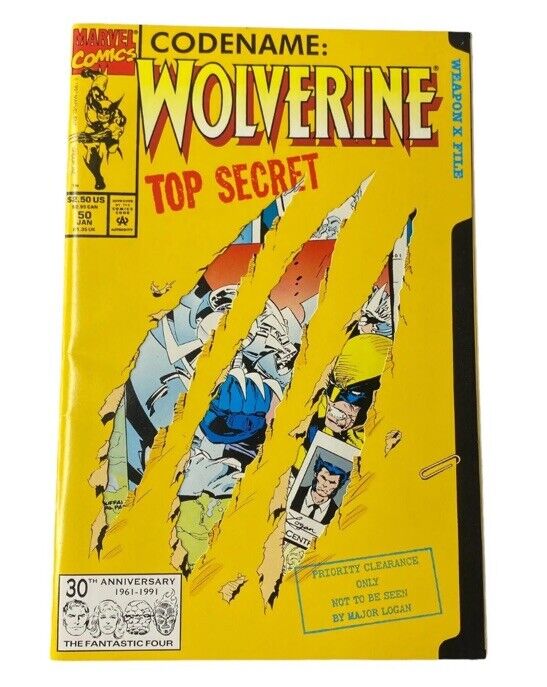 Marvel Comics Codename: Wolverine Top Secret #50 Jan 1991 Weapon X File Die Cut