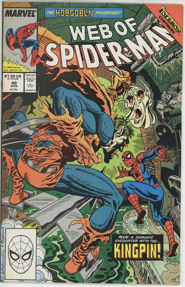 Web of Spider Man #48 (1985) *1st Full App Demogoblin* 8.0 VERY FINE (VF)