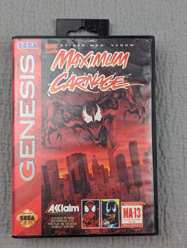 USED***  Spider-Man and Venom: Maximum Carnage (Sega Genesis, 1994) Damaged Art insert