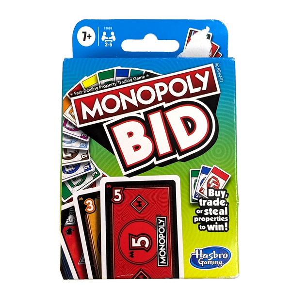 Monopoly Bid Game, Quick-Playing Card Game for 4 Players