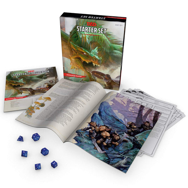 Dungeons & Dragons Starter Set (Six Dice, Five Ready-to-Play D&D Characters With Character Sheets, a Rulebook