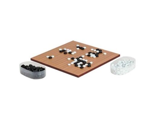 14" Go Game Wooden Board Black White Plastic Pieces 3/4" Playing Square New